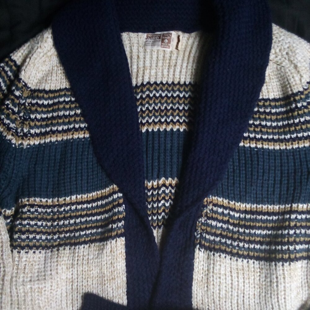 Vintage Montgomery Ward Mod Sriped Cardigan Sweater